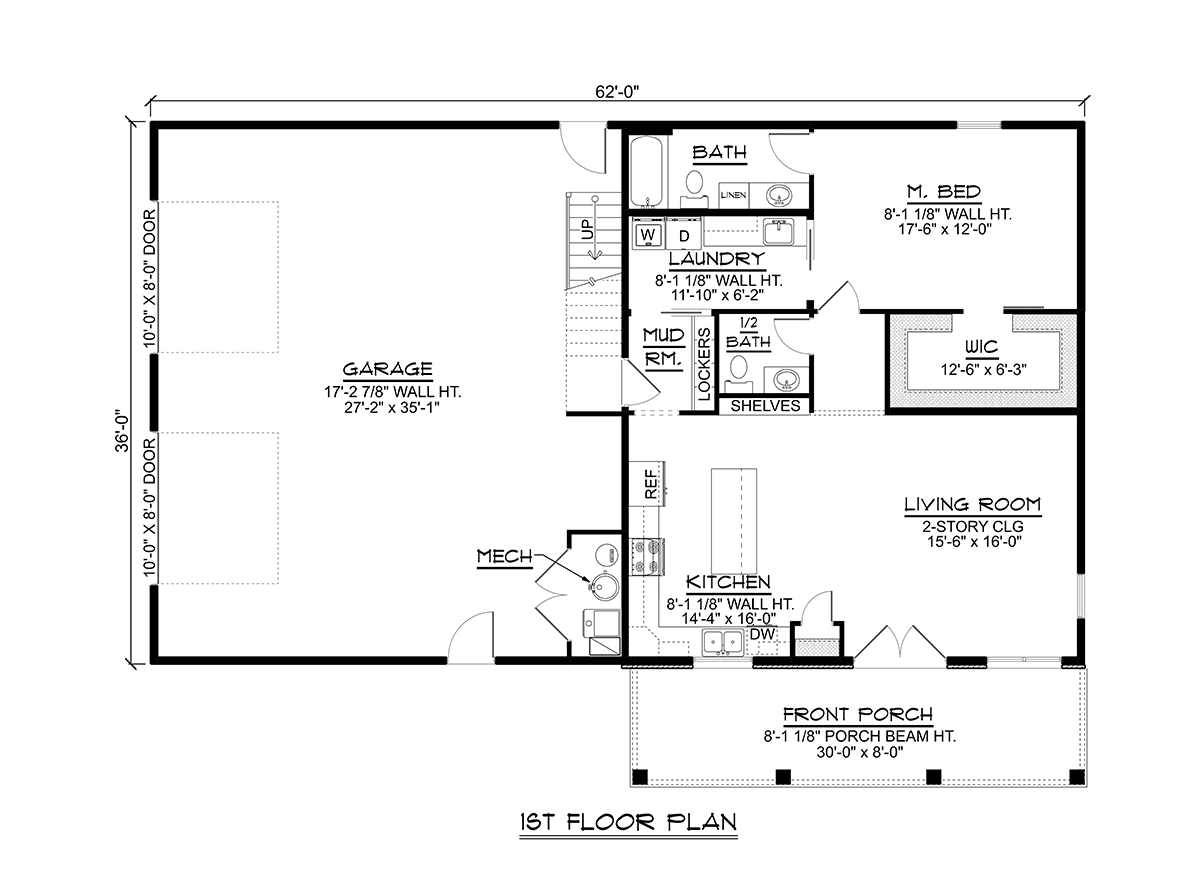 Barndominium Level One of Plan 43929