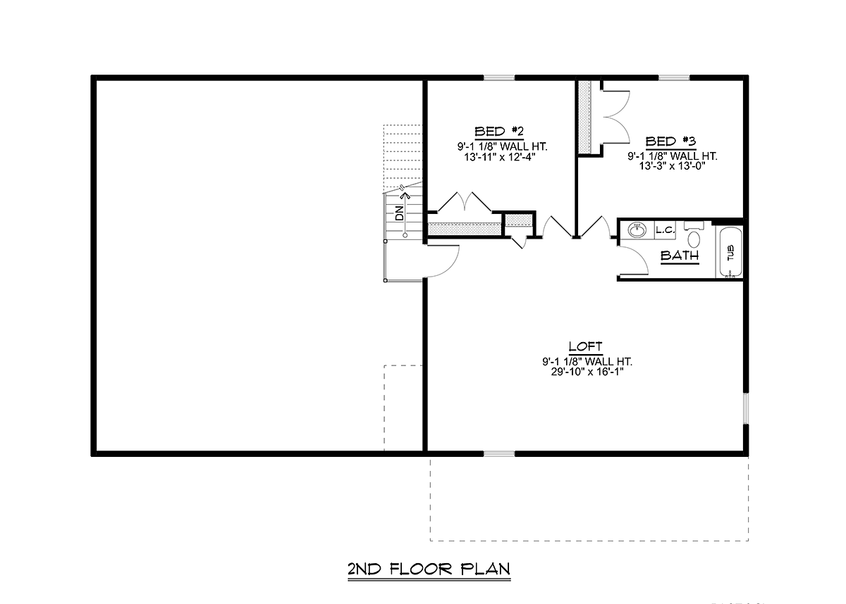 Barndominium Level Two of Plan 43929