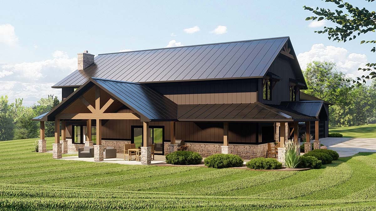 Barndominium Plan with 3477 Sq. Ft., 4 Bedrooms, 5 Bathrooms, 4 Car Garage Picture 3