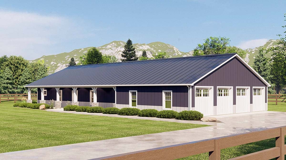 Country, Ranch Plan with 1803 Sq. Ft., 3 Bedrooms, 3 Bathrooms, 4 Car Garage Picture 2