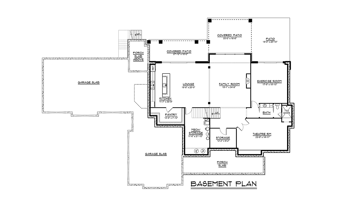 Country Craftsman Lower Level of Plan 43933