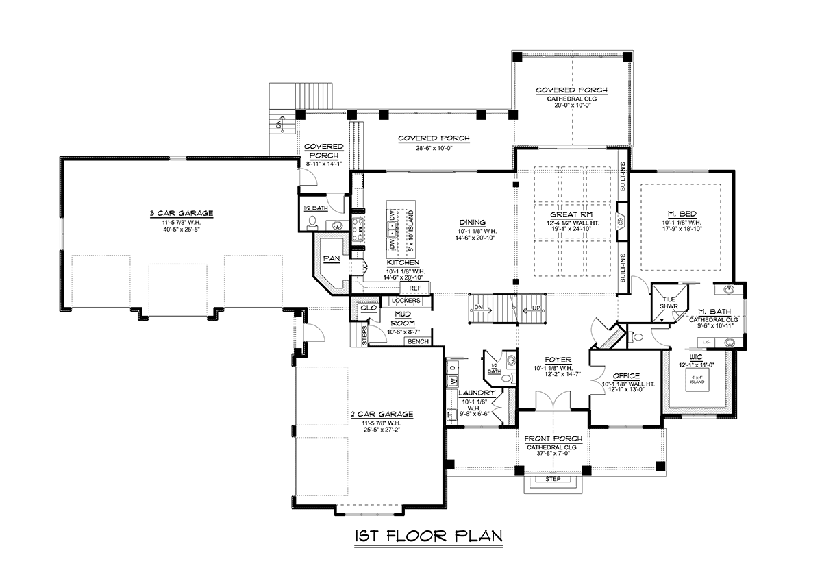 Country Craftsman Level One of Plan 43933