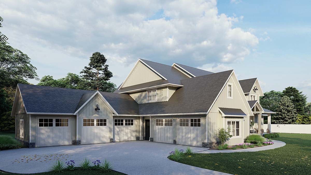 Country, Craftsman Plan with 5386 Sq. Ft., 5 Bedrooms, 6 Bathrooms, 5 Car Garage Picture 3