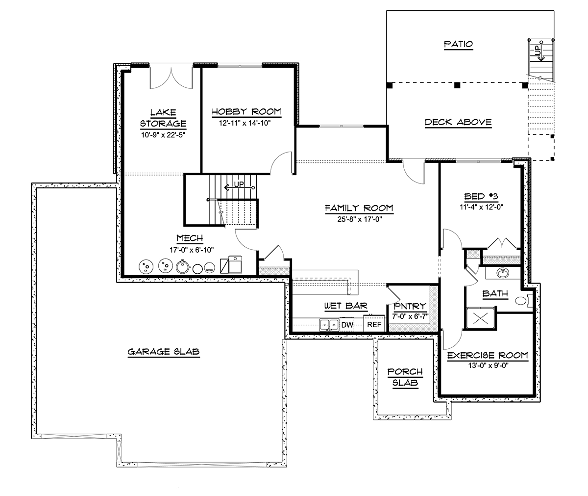 Country Craftsman Traditional Lower Level of Plan 43938