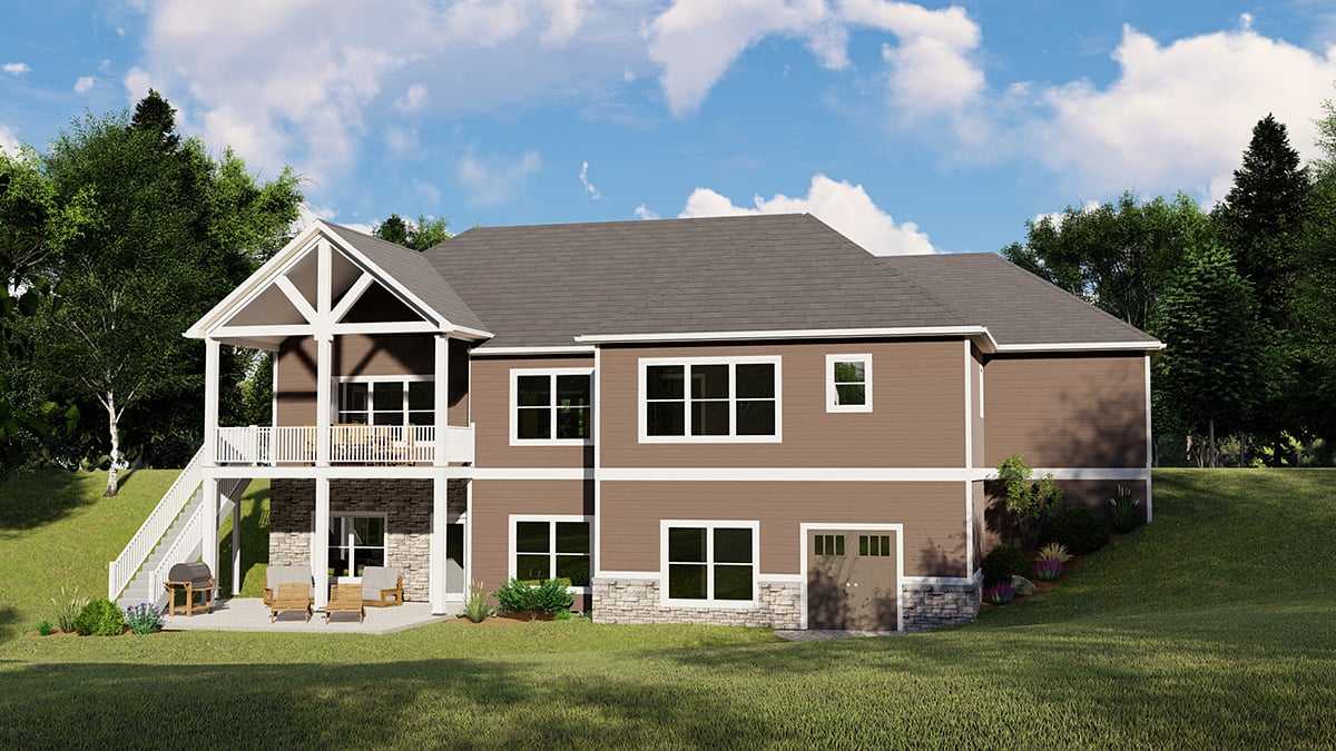 Country Craftsman Traditional Rear Elevation of Plan 43938