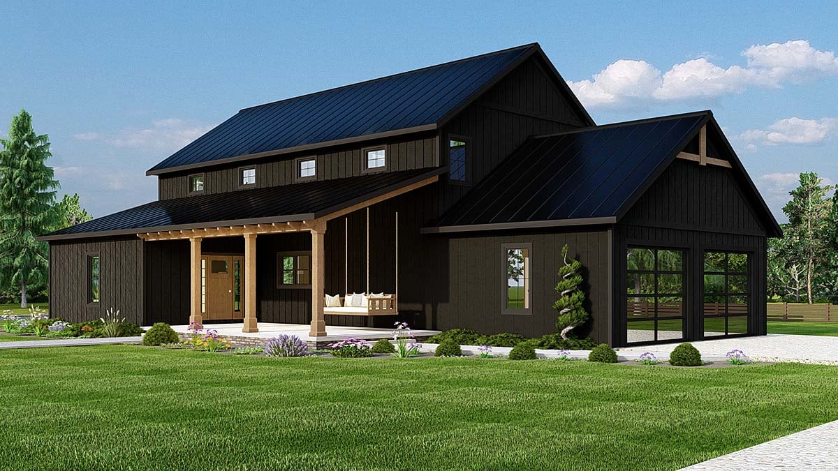 Barndominium, Country, Farmhouse Plan with 2684 Sq. Ft., 3 Bedrooms, 3 Bathrooms, 2 Car Garage Elevation