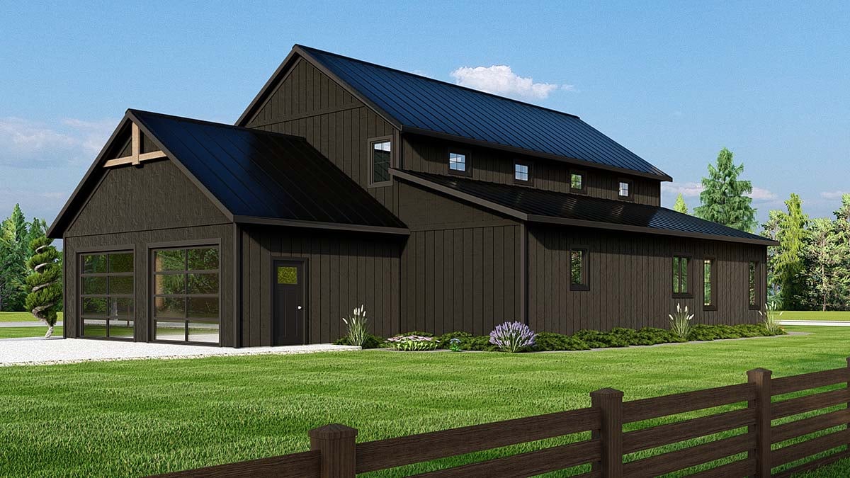 Barndominium, Country, Farmhouse Plan with 2684 Sq. Ft., 3 Bedrooms, 3 Bathrooms, 2 Car Garage Picture 2