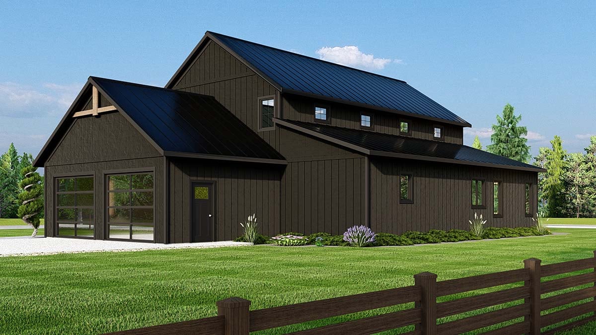 Plan 43944 | Farmhouse Style with 3 Bed, 3 Bath, 2 Car Garage