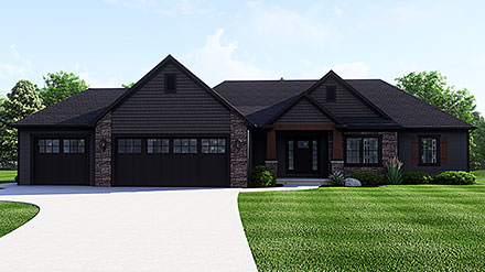 Country Traditional Elevation of Plan 43945