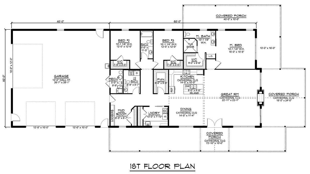 Barndominium Country Level One of Plan 43950