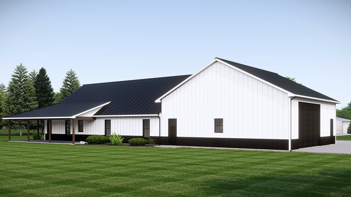 Barndominium Country Rear Elevation of Plan 43950