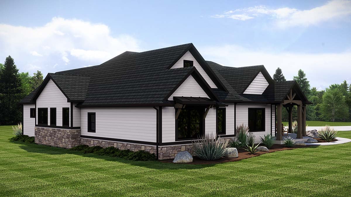 Farmhouse, Ranch Plan with 4054 Sq. Ft., 3 Bedrooms, 3 Bathrooms, 3 Car Garage Picture 3