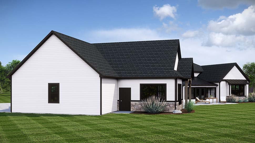 Farmhouse, Ranch Plan with 4054 Sq. Ft., 3 Bedrooms, 3 Bathrooms, 3 Car Garage Picture 4