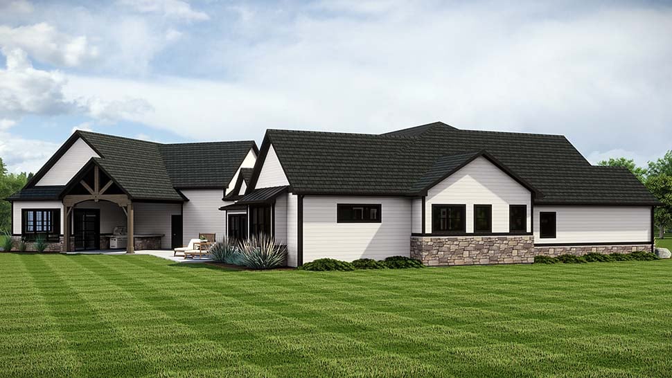 Farmhouse, Ranch Plan with 4054 Sq. Ft., 3 Bedrooms, 3 Bathrooms, 3 Car Garage Picture 5