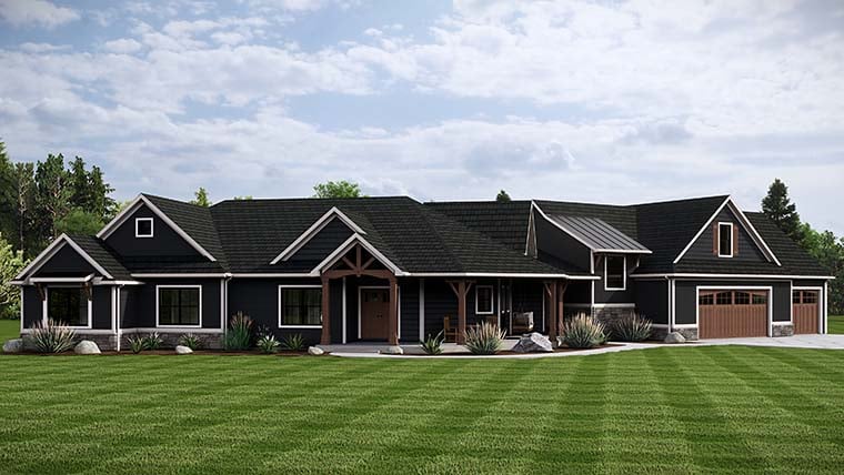 Farmhouse, Ranch Plan with 4054 Sq. Ft., 3 Bedrooms, 3 Bathrooms, 3 Car Garage Picture 6