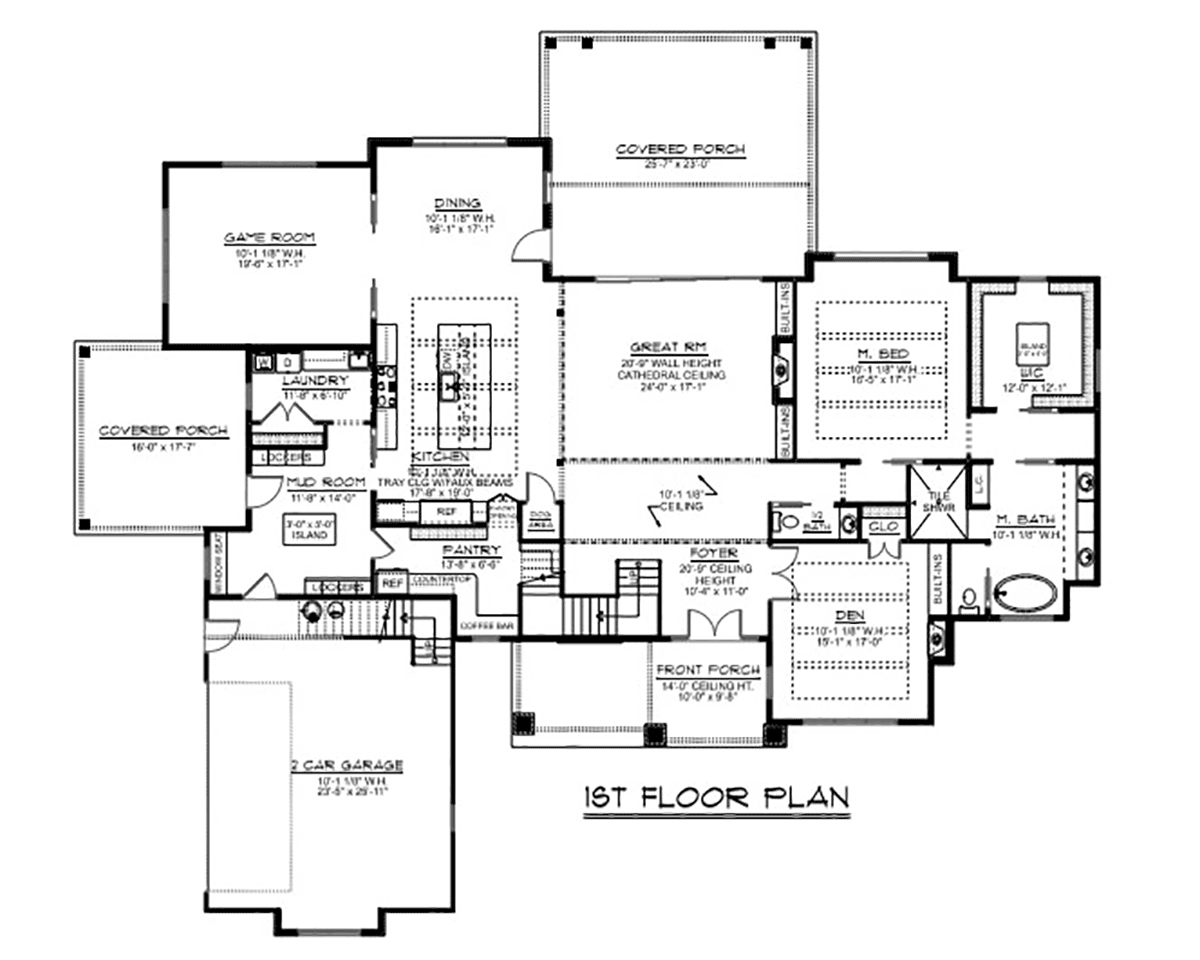 Craftsman New American Style Level One of Plan 43954