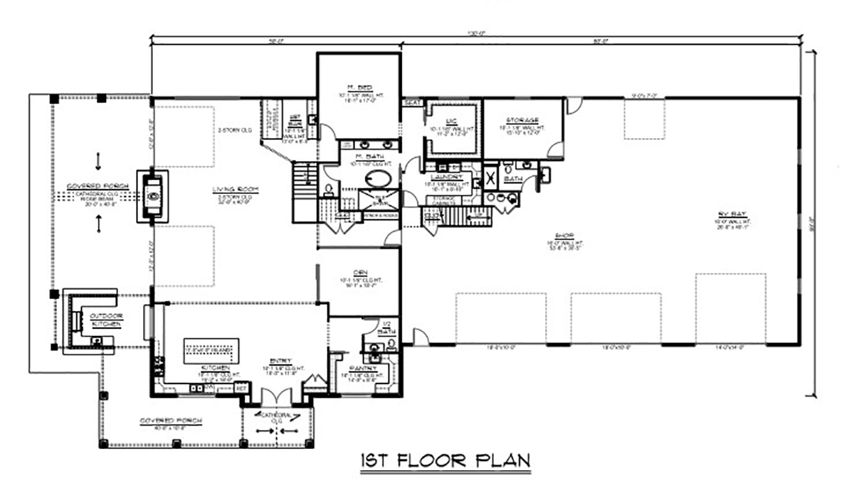 Barndominium Country Level One of Plan 43955