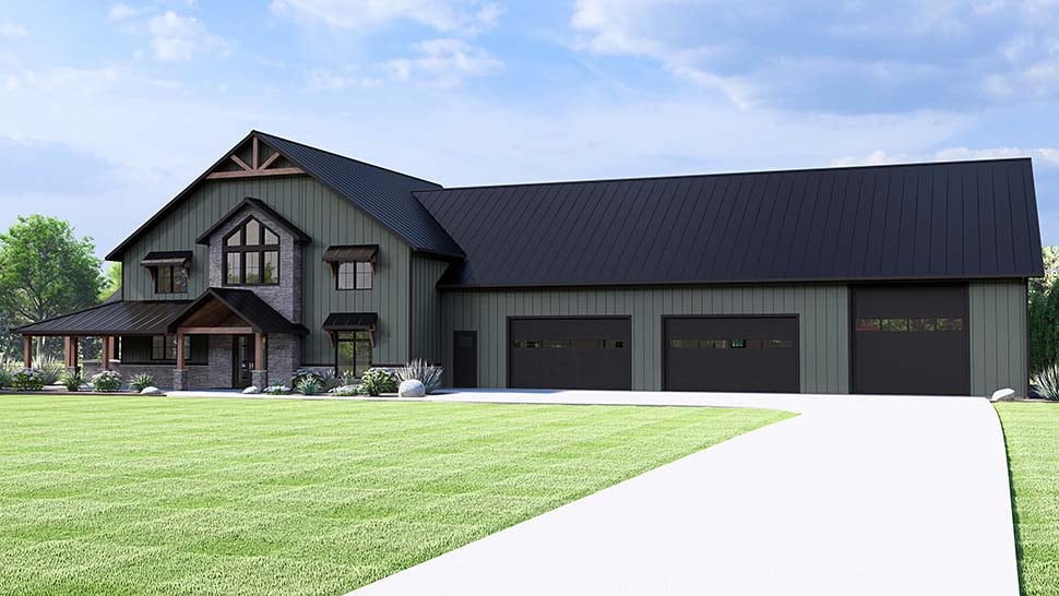 Barndominium, Country Plan with 6218 Sq. Ft., 5 Bedrooms, 4 Bathrooms, 5 Car Garage Picture 4