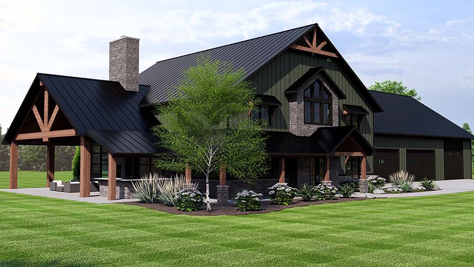 Barndominium, Country Plan with 6218 Sq. Ft., 5 Bedrooms, 4 Bathrooms, 5 Car Garage Picture 5