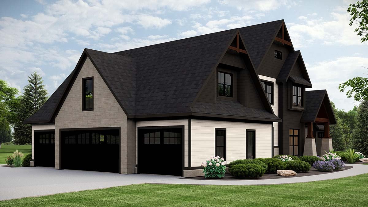 Country, Craftsman, European Plan with 4158 Sq. Ft., 5 Bedrooms, 4 Bathrooms, 4 Car Garage Picture 3