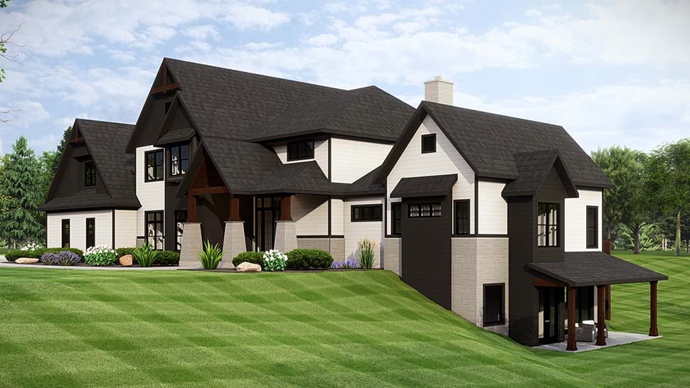 Country, Craftsman, European Plan with 4158 Sq. Ft., 5 Bedrooms, 4 Bathrooms, 4 Car Garage Picture 5