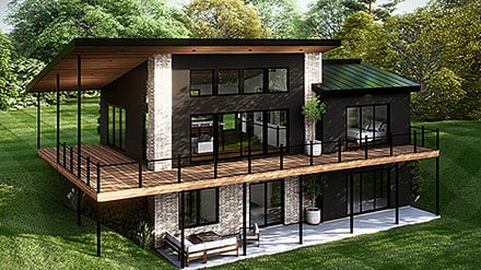 Contemporary Modern Elevation of Plan 43957
