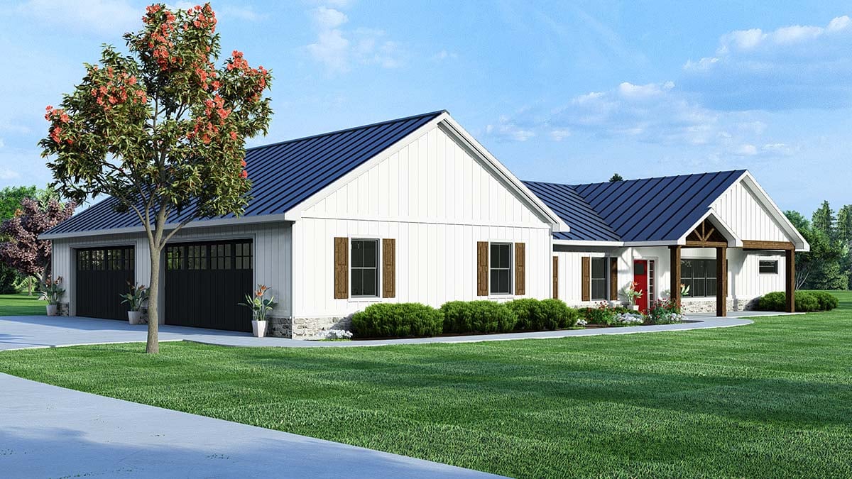 Country, Farmhouse, Ranch Plan with 2221 Sq. Ft., 3 Bedrooms, 3 Bathrooms, 4 Car Garage Picture 3