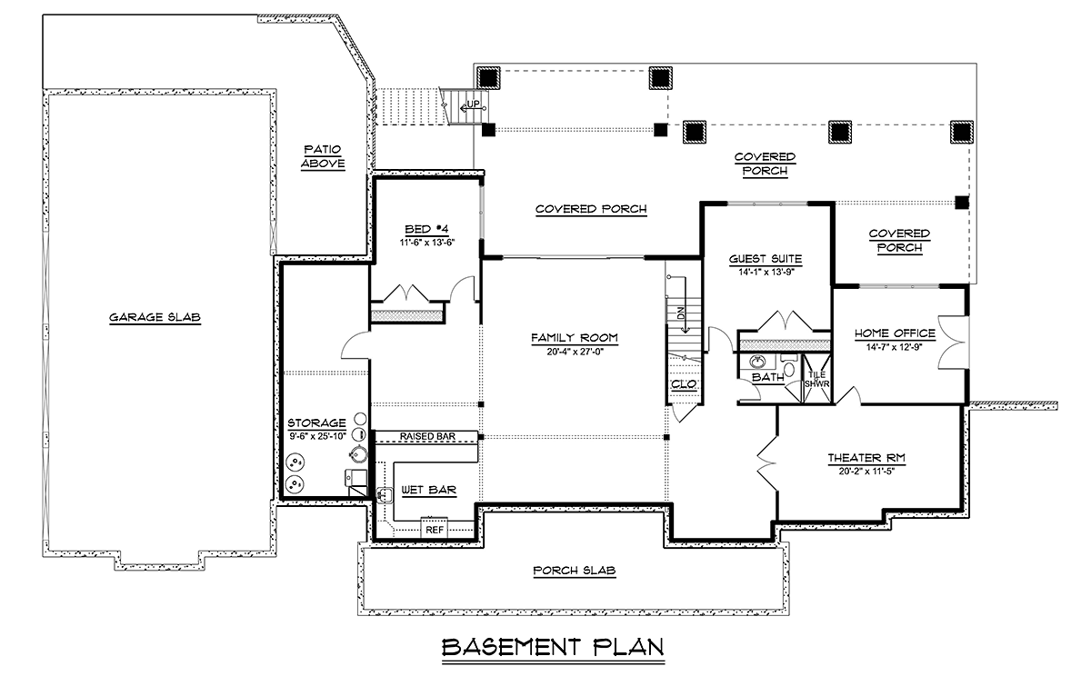 Country Craftsman Ranch Lower Level of Plan 43960