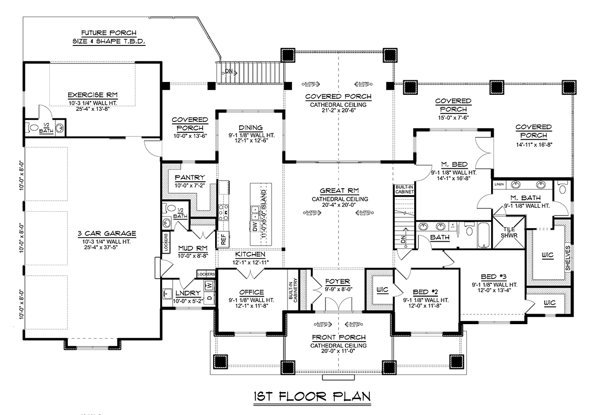 Country Craftsman Ranch Level One of Plan 43960