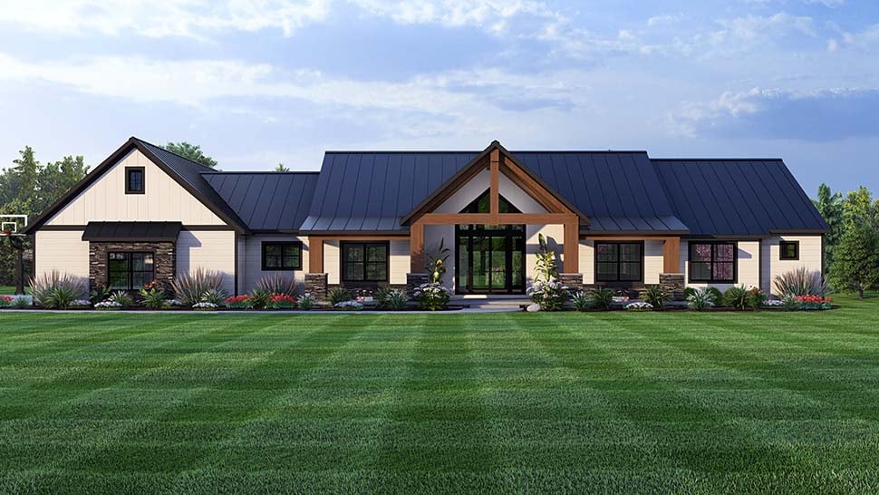 Country, Craftsman, Ranch Plan with 2489 Sq. Ft., 3 Bedrooms, 4 Bathrooms, 3 Car Garage Picture 4