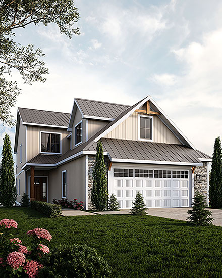 Coastal Craftsman Narrow Lot Elevation of Plan 43962