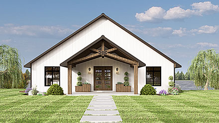Barndominium Cabin Coastal Contemporary Elevation of Plan 43970