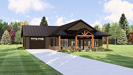 Barndominium Country Ranch Elevation of Plan 43990