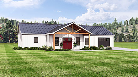 Country Prairie Style Traditional Elevation of Plan 43998