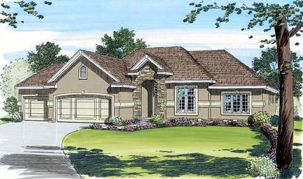 One-Story Traditional Elevation of Plan 44001