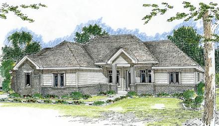 One-Story Traditional Elevation of Plan 44002