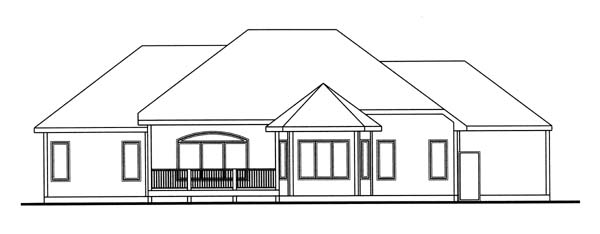 One-Story Traditional Rear Elevation of Plan 44002