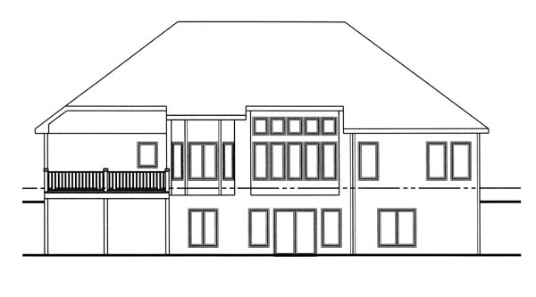 One-Story Traditional Rear Elevation of Plan 44006
