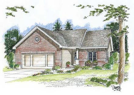 One-Story Ranch Traditional Elevation of Plan 44007