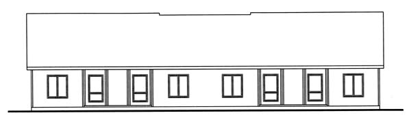 One-Story Ranch Traditional Rear Elevation of Plan 44007