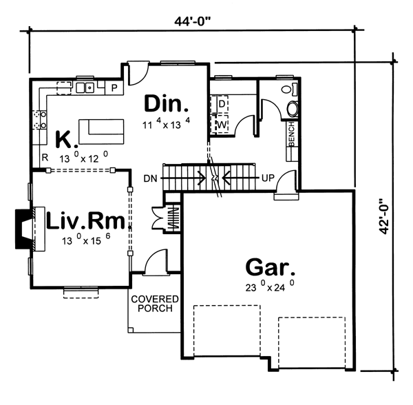 Country Traditional Level One of Plan 44010