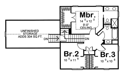 House Plan 44012 Second Level Plan