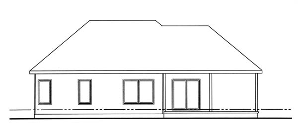 One-Story Traditional Rear Elevation of Plan 44014