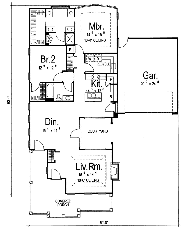 One-Story Traditional Level One of Plan 44021