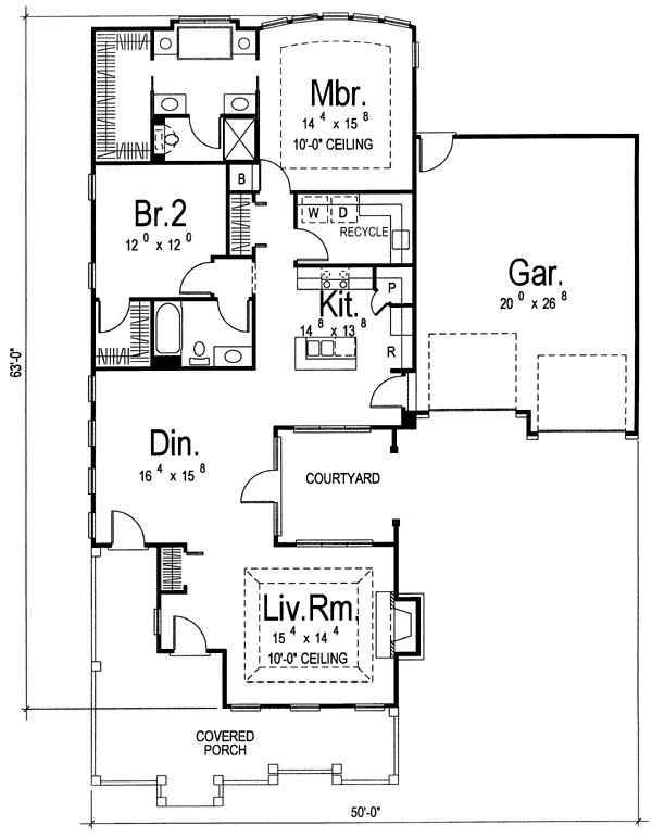 Florida Mediterranean One-Story Southwest Level One of Plan 44022