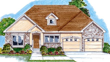 Bungalow One-Story Traditional Elevation of Plan 44023