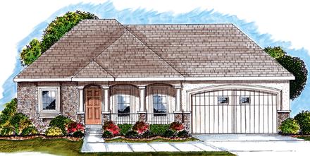 Mediterranean One-Story Traditional Elevation of Plan 44028