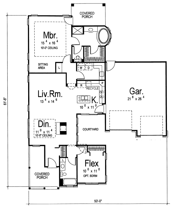 Mediterranean One-Story Level One of Plan 44029