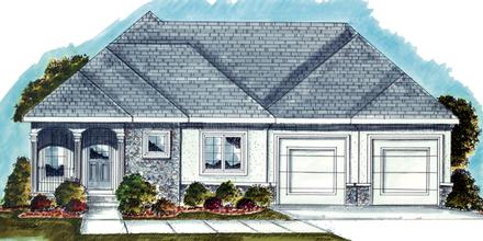 Mediterranean One-Story Elevation of Plan 44029