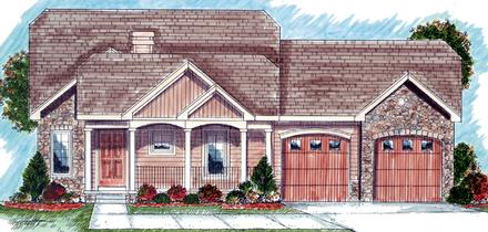 Bungalow One-Story Traditional Elevation of Plan 44030